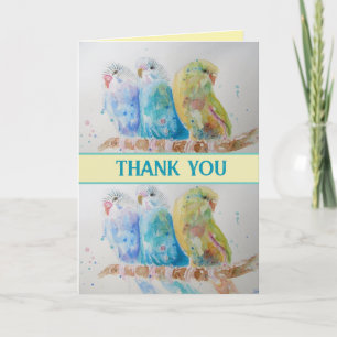 Carte Bougies bleues Aquarelle Merci Budgie Aqua