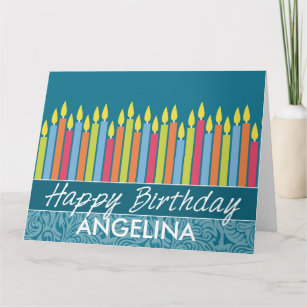 Carte Bougies colorées d'anniversaire avec nom personnal