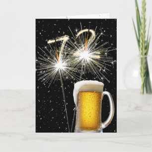 Carte Bougies d'anniversaire 72 ans avec mug de bière