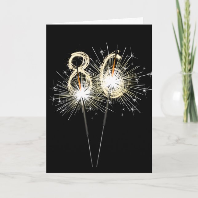 Carte Bougies d'anniversaire 86 ans sur fond noir  (Devant)