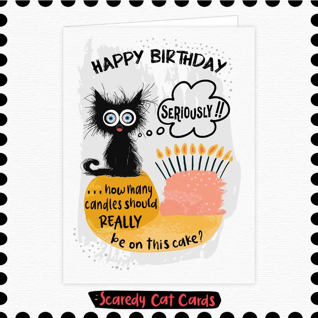 Carte Bougies d'anniversaire de chat peureux (Créateur téléchargé)