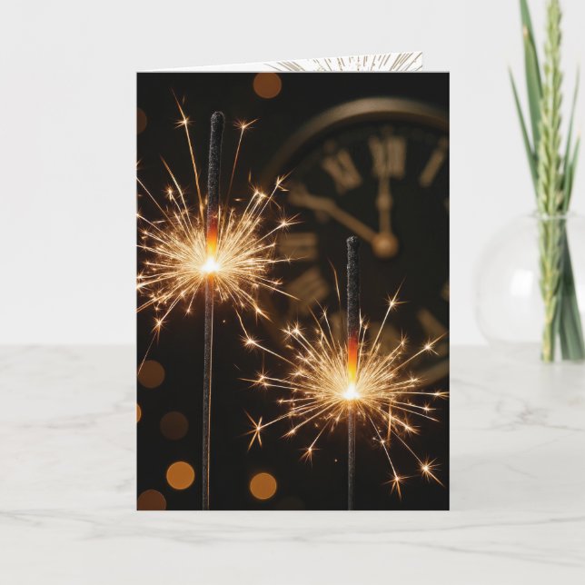 Carte Bougies d'anniversaire du Nouvel An avec compte à  (Devant)