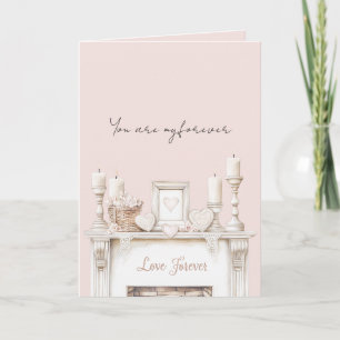 Carte Bougies de cheminée Cœurs Amour Rose Pâle Pour Tou