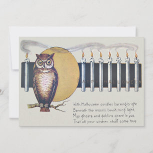 Carte Bougies de hibou pleine lune Halloween vintage