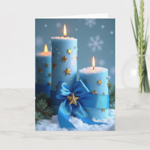 Carte Bougies de Noël bleues