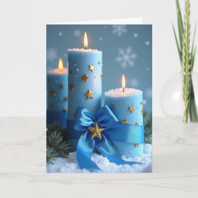 Carte Bougies de Noël bleues (Devant)