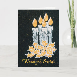 Carte Bougies de Noël et Holly, Salutation polonaise