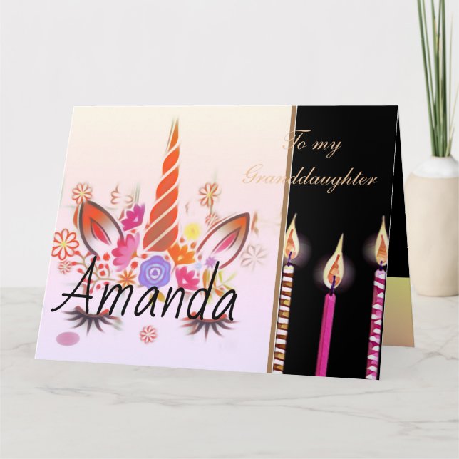 Carte Bougies licorne gâteau visage Anniversaire (Devant)