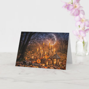 Carte Bougies Samhain et lune lanterne en plein air Myst