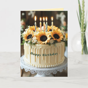 Carte Bougies Tournesols Joyeux Anniversaire