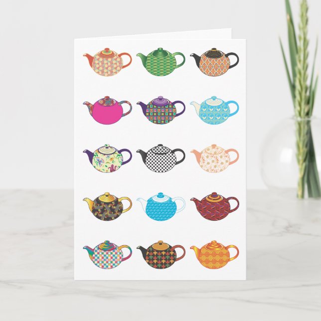 Carte Bouilloires de thé multicolores (Devant)