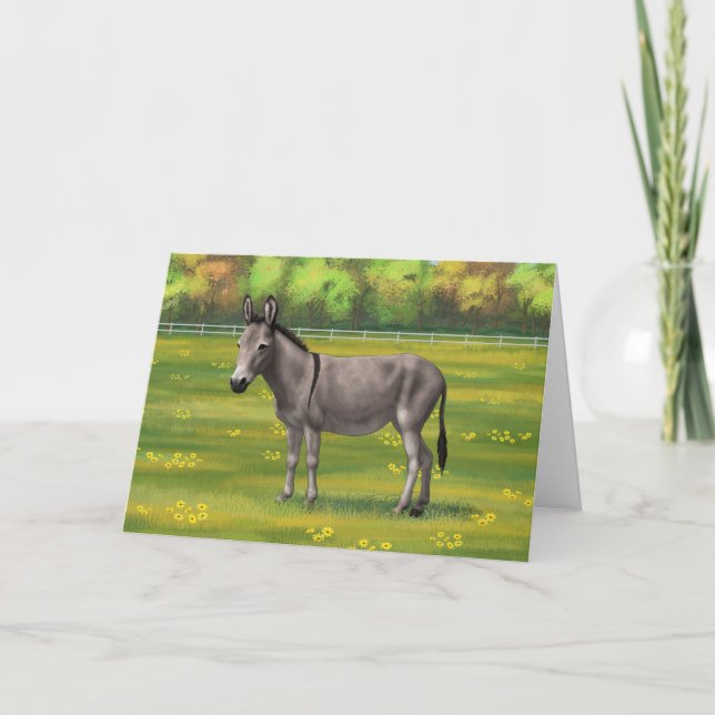 Carte Bouillon Gris D'Âne Cute Dans Le Pâturage (Devant)