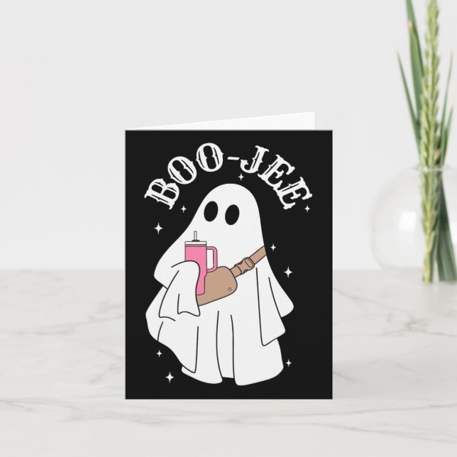 Carte Boujee Boo-jee Cute Ghost Saison Éffrayante Hallow (Devant)