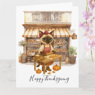 Carte Boulangerie de chats d'automne Action de grâce Cha