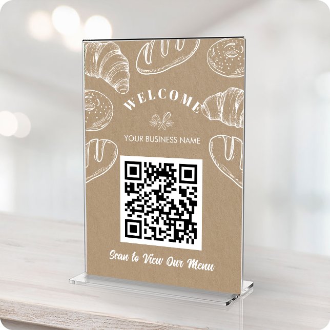 Carte Boulangerie sans contact Code QR ScanToOrede (Contactless QR Code ScanToOreder Menu Bakery Card)