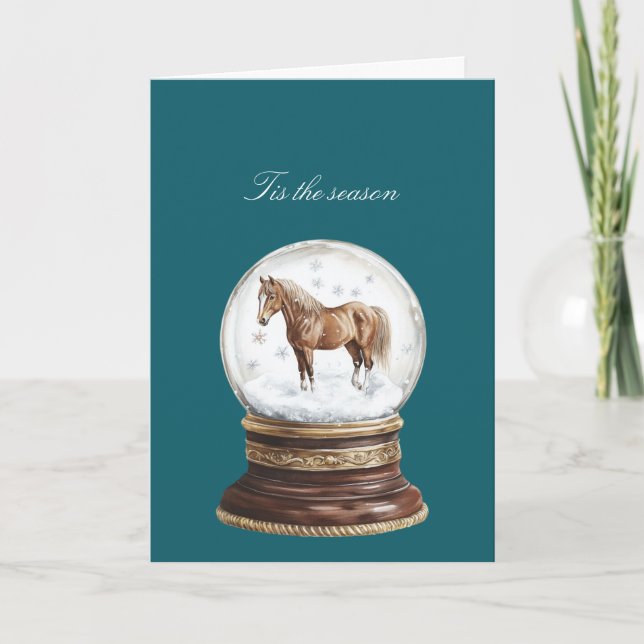 Carte Boule à neige Cheval de Noël Flocons (Devant)