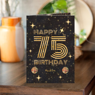 Carte Boule de disco dansante Black Gold 75e Joyeux Anni