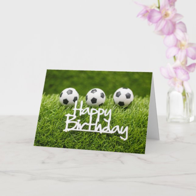 Carte Boule de football avec signe Joyeux Anniversaire s (Orchidée)