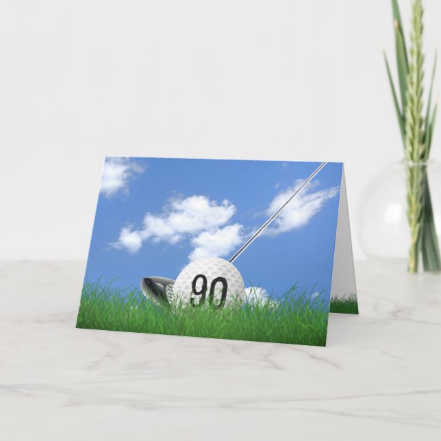 Carte Boule de golf 90e anniversaire en herbe (Devant)