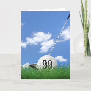Carte Boule de golf 99e anniversaire en herbe