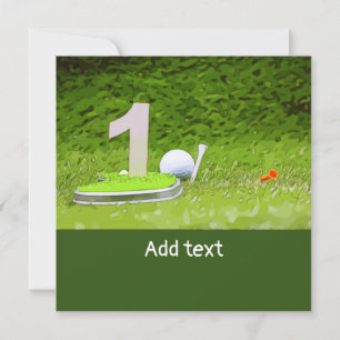 Carte Boule de golf avec tee 1er anniversaire golfeur