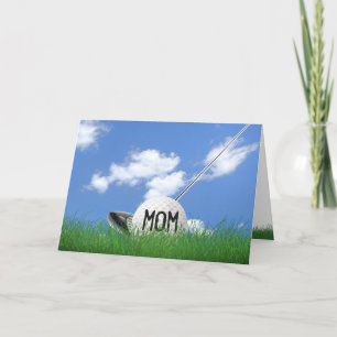 Carte Boule de golf d'anniversaire de maman en herbe
