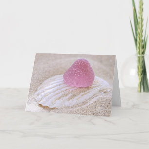 Carte Boule de gomme rose en verre de mer