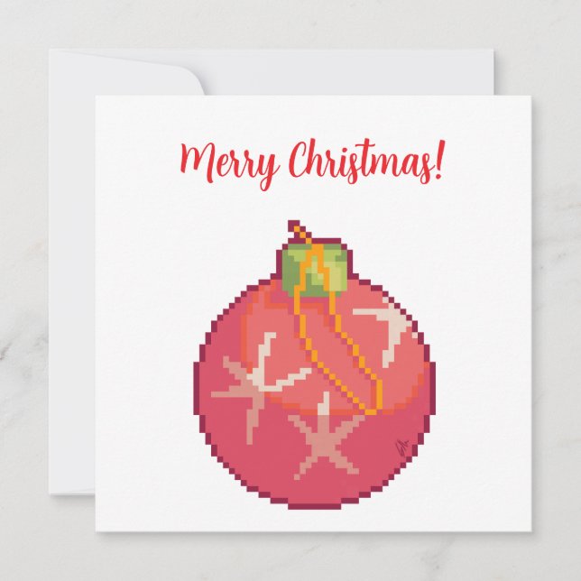Carte Boule de Noël joyeuse, Pixelart, Pixel Art  (Devant)