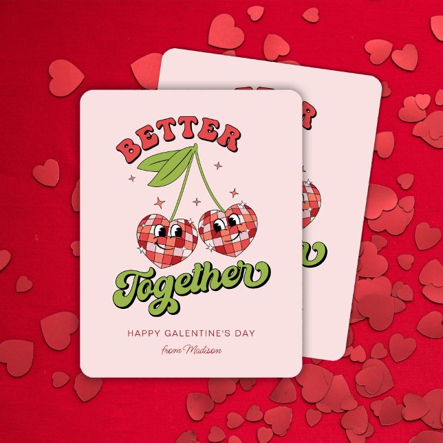 Carte Boule Disco Saint-Valentin Cerise Mieux Ensemble (Créateur téléchargé)