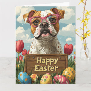 Carte Bouledogue Américain  Œufs de Pâques