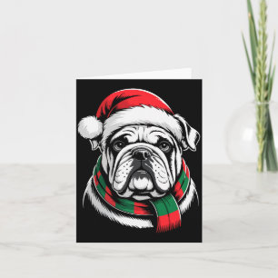 Carte Bouledogue anglais chapeau de Père Noël de Noël F
