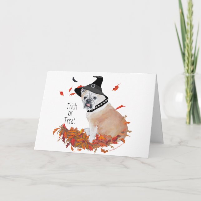 Carte Bouledogue anglais Halloween (Devant)