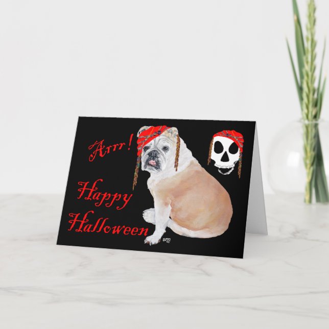 Carte Bouledogue Anglais Halloween (Devant)