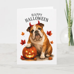 Carte Bouledogue anglais Halloween Devil Dog