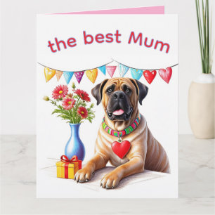 Carte Bouledogue anglais Mastiff meilleure maman fête de