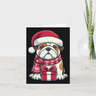 Carte Bouledogue anglais Noël Mignon Père Noël Animal De