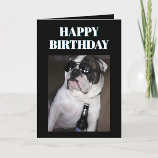 Carte Bouledogue Anglais Portant des Lunettes de Soleil