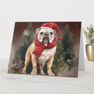 Carte Bouledogue dans la neige de Noël