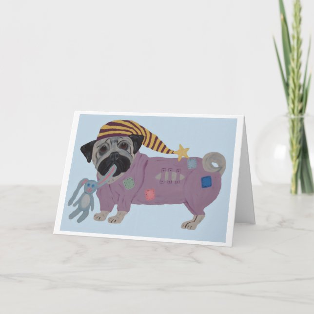 Carte Bouledogue en pyjama  (Devant)