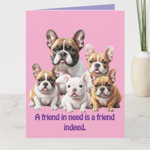 Carte Bouledogue français amis amusants bouledogues
