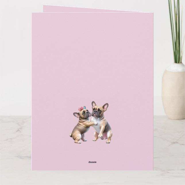 Carte Bouledogue français amoureux Saint-Valentin (Dos)