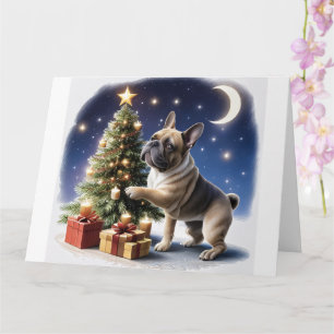 Carte Bouledogue français arbre de Noël Bouledogue
