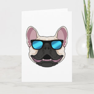 Carte Bouledogue français avec lunettes de soleil