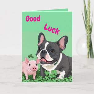 Carte Bouledogue français bonne chance French Bulldog