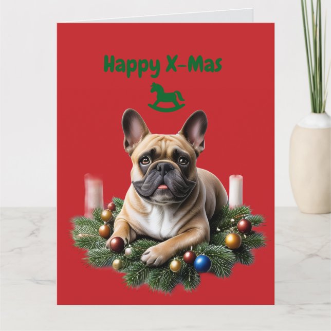 Carte Bouledogue français Bulldog français Noël (Devant)