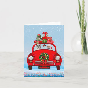 Carte Bouledogue français dans une voiture avec le Père