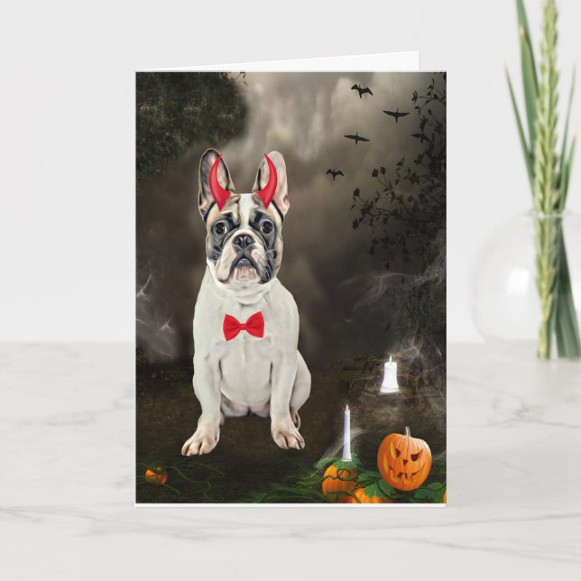 Carte Bouledogue français en tenue d'Halloween  (Devant)