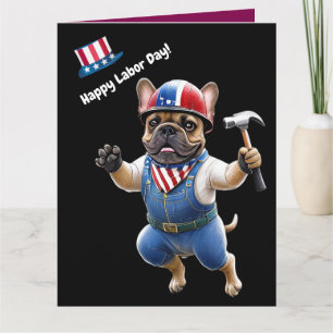 Carte Bouledogue français Fête du Travail French Bulldog