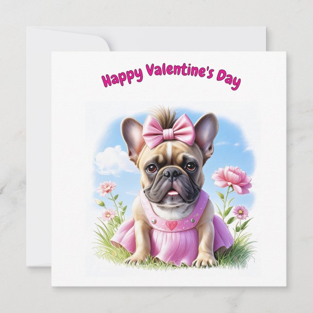 Carte Bouledogue français fleurs French Bulldog (Devant)