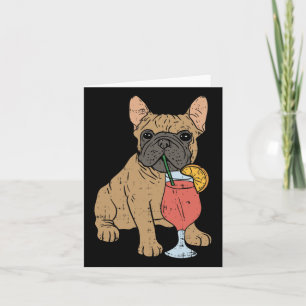 Carte Bouledogue Français Frenchi Chien Buvant du Jus